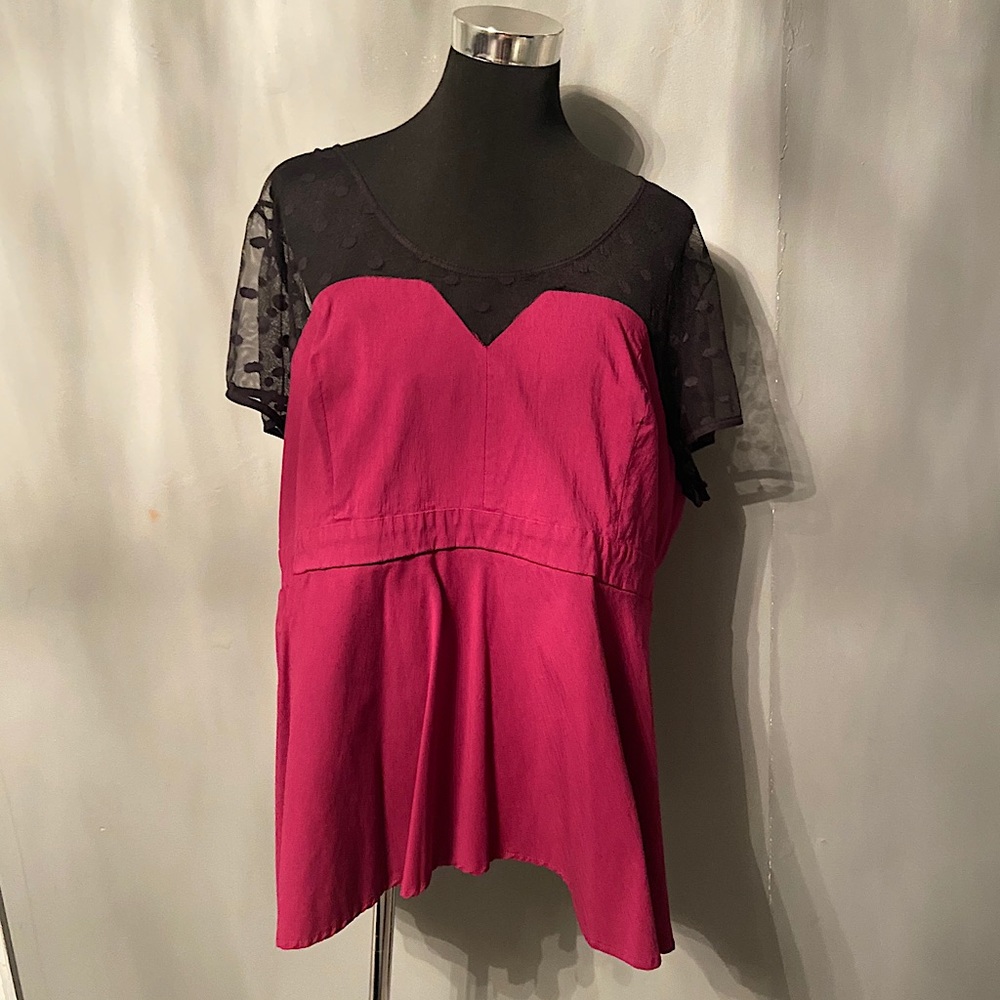 Torrid Maroon Peplum Lace Shirt